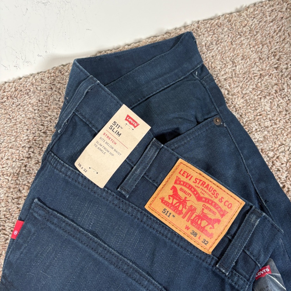 Levi's Slim Straight Jeans Navy Blue - Picture 3 of 6